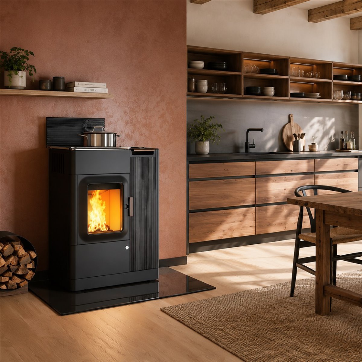 Didatto srl Mo Duo Cook con corrimano in acciaio inox e rivestimento in ceramica versione Cooking