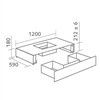Stuv - Basamento con cassettone 120 cm (con spazio per kit ventilazione)