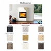 Piazzetta - Rivestimento MELBOURNE in Maiolica di colore SAHARA composto da elementi simmetrici che si incontrano e si fondono avvolgendo il fuoco H 145 - P 12 - L 90 cm
